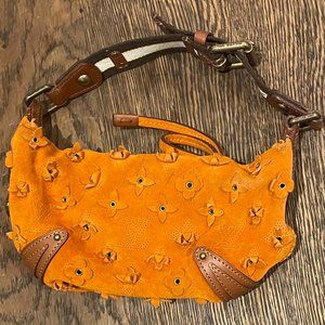 LOUIS VUITTON Limited Edition Orange Onatah Suede Fleurs PM Bag